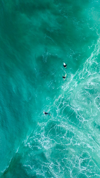 海上冲浪者的航空摄影